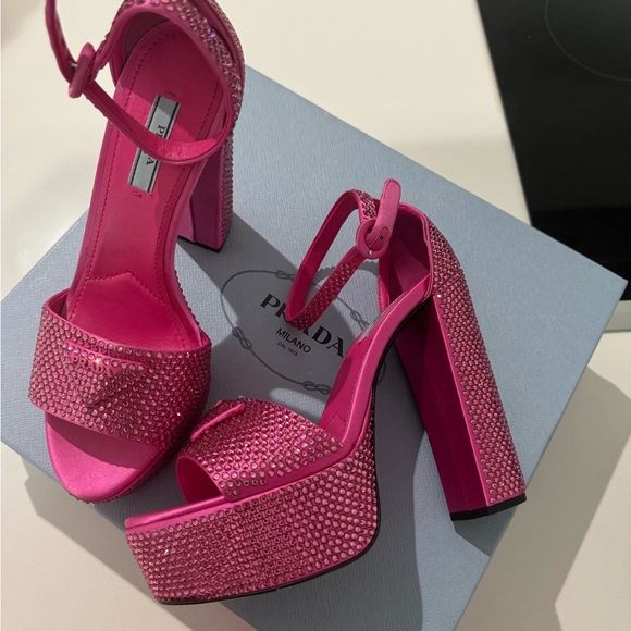 Prada Women's Pink Embellished Heels - Picture 8 of 12